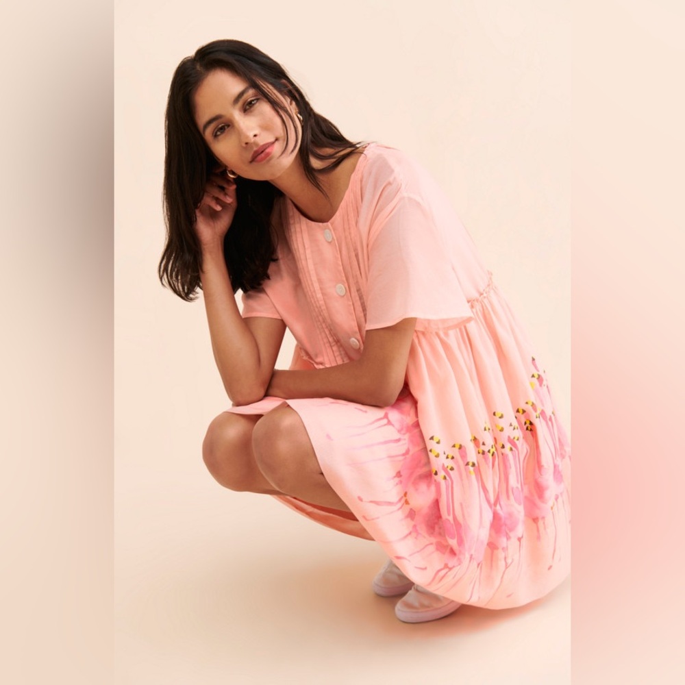 Rachel Antonoff Flamboyance Flamingo Dress XS oversized